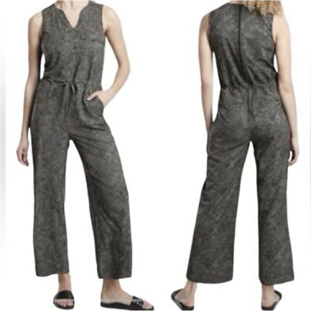 Athleta Topanga Printed Jumpsuit, Viper Black Size Small